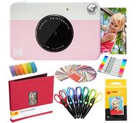 KODAK Printomatic Instant Camera (Pink) Art Kit Zink Paper (20 Sheets) + Scrapbook + Markers + Stickers + Scissors + Washi Tape