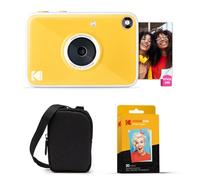 KODAK Printomatic+ Instant Print Digital Camera Starter Bundle + Carrying Case + Zink 20pk Sticky-Back Photo Paper - 10MP, Full-Color Photos, GB LED Status Indicator - Yellow