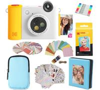 KODAK Smile+ 2-in-1 Digital Instant Camera & Photo Printer Gift Bundle - Case + Zink 20pk Paper + Album + Frames + Stickers + Markers - White