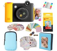 KODAK Smile+ 2-in-1 Digital Instant Camera & Photo Printer Gift Bundle - Case + Zink 20pk Paper + Album + Frames + Stickers + Markers - Black