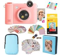 KODAK Smile+ 2-in-1 Digital Instant Camera & Photo Printer Gift Bundle - Case + Zink 20pk Paper + Album + Frames + Stickers + Markers - Pink