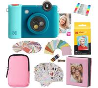 KODAK Smile+ 2-in-1 Digital Instant Camera & Photo Printer Gift Bundle - Case + Zink 20pk Paper + Album + Stickers + Frames + Markers - Blue