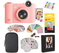 KODAK Smile+ 2-in-1 Digital Instant Camera & Photo Printer Gift Bundle - Case + Zink 20pk Paper + Album + Stickers + Frames + Markers - Pink