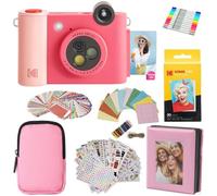 KODAK Smile+ 2-in-1 Digital Instant Camera & Photo Printer Gift Bundle - Case + Zink 20pk Paper + Album + Stickers + Frames + Markers - Fuchsia