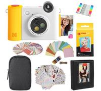 KODAK Smile+ 2-in-1 Digital Instant Camera & Photo Printer Gift Bundle - Case + Zink 20pk Paper + Album + Stickers + Frames + Markers - White