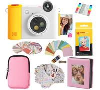 KODAK Smile+ 2-in-1 Digital Instant Camera & Photo Printer Gift Bundle - Case + Zink 20pk Paper + Album + Stickers + Frames + Markers - White