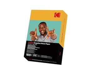 KODAK Snapshot Glossy Photo Paper 10 x 15 cm (4x6) 180 GSM - Pack of 100 Sheets - Ideal for Inkjet Printers, Instant Dry