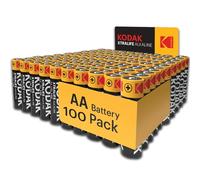Kodak Xtralife 100-Pack AA Batteries, Double A Alkaline Battery Pack, 1.5V, 10-Year Shelf Life, LR6, Bulk Value Pack for High-Usage, High-Drain Devices, 12x More Power