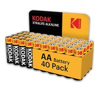 Kodak Xtralife 40 Pack of AA Alkaline Batteries with a 10-Year Shelf Life, Each Battery is Ideal for High-Drain and Low-Drain Electronic Devices, Easy Storage Cardboard Carton, Power Christmas Toys