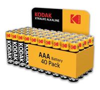 Kodak Xtralife 40 Pack of AAA Alkaline Batteries with a 10-Year Shelf Life, Each Battery is Ideal for High-Drain and Low-Drain Electronic Devices, Easy Storage Cardboard Carton, Power Christmas Toys