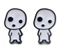 Kodama Japanese Tree Spirits Japan Folklore Myth Yamabiko Mountain Gods Cartoon Anime Kawaii Stud Earrings Ear Rings