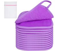 KODAMO Makeup Remover Cloth, Reusable Makeup Remover Pads Washable Travel Bag, Microfiber Makeup Removal Face Wash Cloths with Just Water, 12 Pack/Violet