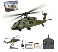 Kodbiby K170 RC Helicopter, 2.4G 4CH Flybarless 6-Axis Gyroscope Altitude Hovering RC Military Helicopter with Display Stand and Apron Takeoff Landing Pads