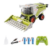 Kodbiby Remote Control Cars 1/24 Remote Control Combine Harvester 6-Channel 2.4GHz Spray LED Lights Sound Remote Control Tractor Toy Green Farm Toy Gifts for Teens Adults Corn Cutting Head