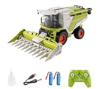 Kodbiby Remote Control Cars 1/24 Remote Control Combine Harvester 6-Channel 2.4GHz Spray LED Lights Sound Remote Control Tractor Toy Green Farm Toy Gifts for Teens Adults Corn Cutting Head 2 Batteries