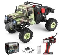 Kodbiby WLtoys 184021 Remote Control Car 1/18 2.4GHz 4WD Military Truck Remote Control Vehicles Model Two Speed with LED Searchlight Gifts for Adults Green