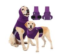 Kodervo Dog Anxiety Vest with Hood, Skin-Friendly Thunder Jacket for Dogs, All-in-One Shorter Back Length Calming Shirt for Thunder, Fireworks, Separation - Keep Pet Calm Without Medicine, Purple, M