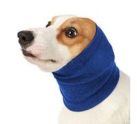 Kodervo Dog Head Wrap - No Shake Quiet Ears for Dogs Anxiety Relief, Original Ear Covers Pet Calming Hoodie for Thunder, Lightning, Fireworks, Vet Visits, Grooming, High Stretch Ribbed Fabric, Blue L