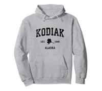 Kodiak Alaska AK Vintage Sports Design Black Print Pullover Hoodie