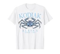 Kodiak Alaska Tribal King Crab Since 1784 Cyan Value Graphic T-Shirt, Men, White, L