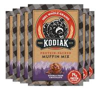 Kodiak Cakes Protein Muffin Mix, Double Dark Chocolate, Power Muffins, High Protein and Fiber (15 grams of protein per serving), Non-GMO, Made with 100% Whole Grains, Six Boxes (14 Oz/box)