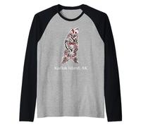 Kodiak Island AK Bear Native American Art Raglan Baseball Tee