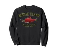 Kodiak Island Alaska Salmon Since 1784 Arched Olive Letters Sweatshirt