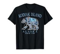 Kodiak Island Alaska Tribal Bear 1784 Pale Blue Letters T-Shirt