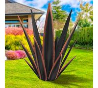 KODIBO Large Tequila Rustic Metal Agave Plants for Outdoor Patio, Home Decor Hand Painted Metal Agave Garden Statue, Outdoor Lawn Ornaments Yard Stake (Black - L)