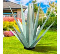 KODIBO Large Tequila Rustic Sculpture, Rustic Metal Agave Plants for Outdoor Patio Yard, Home Decor Hand Painted Metal Agave Garden Yard Statue, Outdoor Lawn Ornaments (Mint Green - L)