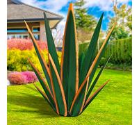 KODIBO Large Tequila Rustic Sculpture, Rustic Metal Plants for Outdoor Patio Yard, Home Decor Hand Painted Agave Garden Statue, Outdoor Lawn Ornaments Yard Stakes (Dark Green - L)