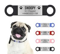 kodinsiivous Personalised Dog Tags for Pets,Slide On Dog ID Tags, Custom Engraved Dog Name Tags,Stainless Steel Collar Tags for Small, Medium, Large Dogs/Cats - Silent Customized(Black, S)