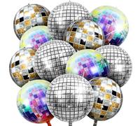 kodivenj 12PCS Disco Ball Balloons, 22 Inches Helium 4D Colorful