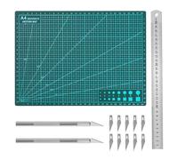 kodivenj 14 Pieces Cutting Mat Set, Double-Sided A4 PVC Craft Mat 3mm Thick Self Healing Cutting Mat Cutting Board Craft with Steel Rule Crafting mat for Paper Carving Sewing Craftin Scrapbooking
