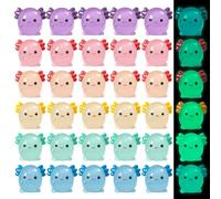kodivenj 36 Pcs Mini Resin Axolotls, 6 Colors Luminous Tiny Little Small Plastic Axolotls Glow in The Dark, Mini Resin Animals for Dollhouse Garden Micro Landscape Aquarium Accessories