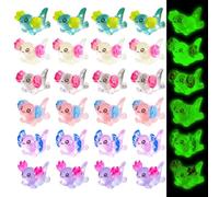 kodivenj 36 Pcs Mini Resin Axolotls, 6 Colors Luminous Tiny Little Small Plastic Axolotls Glow in The Dark Mini Resin Animals for Dollhouse Garden Micro Landscape Aquarium Accessories