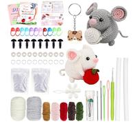kodivenj Crochet Kit for Beginners, 2Pcs Hamster Animal Crochet Kit with Step-by-Step Video Tutorials and Crochet Tools,Easy to Learn Beginners Crochet Kit for Adults & Kids