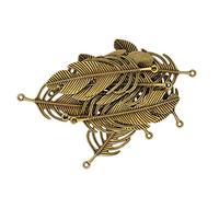 Kodxylytix 10 Pcs Antique Filigree Indians Feather Necklace Pendant 70mm Bronze