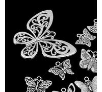 Kodxylytix 12pcs Vintage Silver Butterfly Shape Charms Pendants For DIY Jewelry