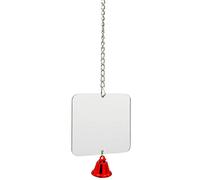 Kodxylytix Bird Cage Mirror Hanging Bell Anti Broken for Canaries Cockatiel 8.8x8.8 cm square
