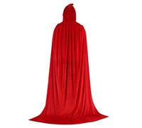 Kodxylytix Velvet Hooded Cloak Long Robe Witch Capes Halloween Costume 150 cm Red