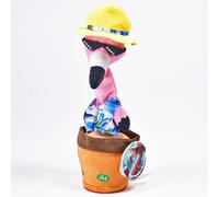 Kögler 76946 - Dancing Flamingo with Sunglasses and Hawaiian Shirt, Approx. 32 cm Tall, Plush Toy with Playback Function, Chatters Everything and Moves
