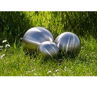 Köhko Set of 3 Matt Made Stainless Steel Garden Sphere, Silver, 6-9-12 CM