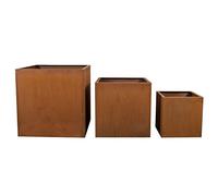 Köhko® Vivo Designer Flower Pot Made of Corten Steel 37 x 37 x 32 cm | Plant Pot in Patina Look in Cuboid Shape