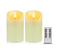 Koelaa 2 Pack Flameless LED Candles - 3D Wick Battery Operated Real Wax Candles with Timer & Remote Control for Christmas, Festivals, Wedding Decorations-7.5 * 15cm