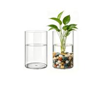 Koelaa 2 Piece Set Transparent Acrylic Flower Vases 10x20cm & 12x20cm, Unbreakable Shatter-Proof Clear Plastic Cylinder Vases for Fresh or Dried Flowers, Wedding Centerpieces, Living Room Tabletop