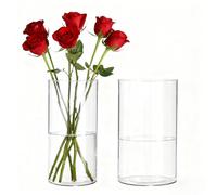 Koelaa 2 Piece Set Transparent Acrylic Flower Vases 10x30cm and 15x30cm, Unbreakable, Shatter-Proof Plastic Cylinder Vases for Flower Arrangement, Mother’s Day, Wedding, Living Room Decor