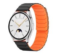 Koelaa 20mm Magnetic Silicone Sport Watch Strap for Garmin Active 5/Forerunner 570 42mm/Forerunner 165/Vivoactive 6/5 - Soft Breathable Adjustable Replacement Band for Men Women - Black + Orange