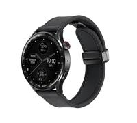 Koelaa 20mm Replacement Straps, Magnetic Clasp Silicone Sport Strap for Garmin Approach S50/Venu/Venu Sq 2/2 Plus/Venu Sq Music/Vivoactive 5/3, Magnetic Closure Strap Silicone+Leather Straps-Black