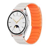 Koelaa 22mm Magnetic Silicone Sport Watch Strap for Garmin Forerunner 570 47mm/Forerunner 265/970/Venu 4-45mm/Venu 3 - Soft Breathable Adjustable Replacement Band for Men Women - Starlight + Orange